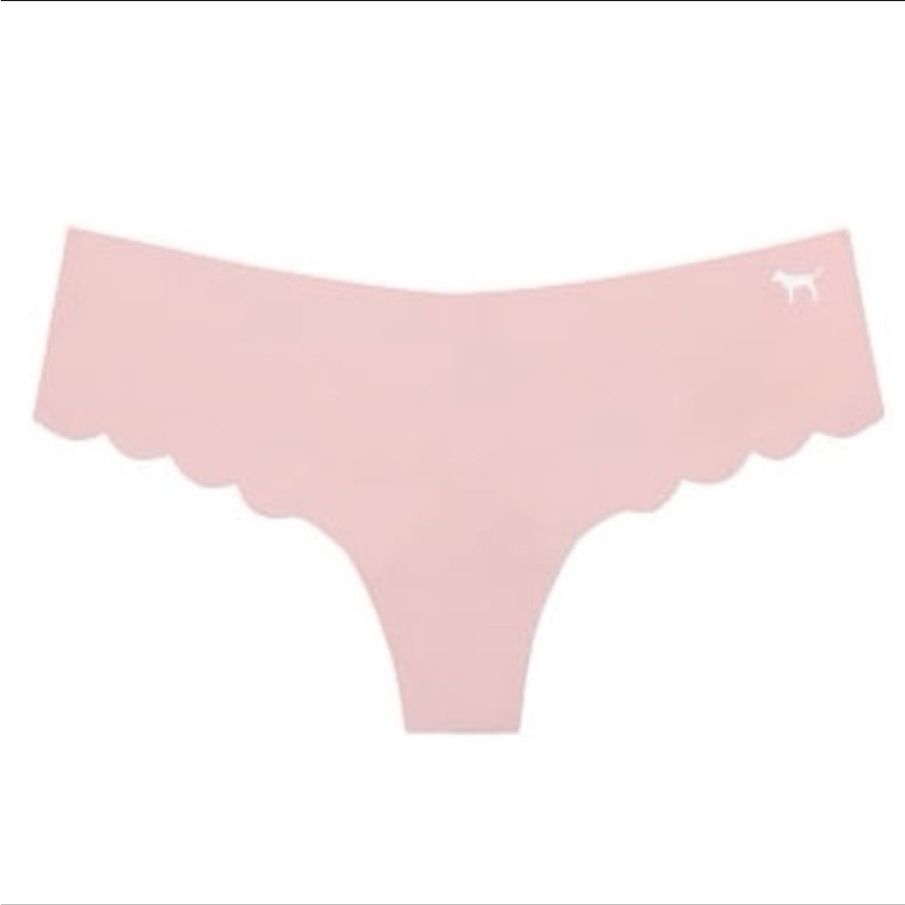 VS PINK No Show Scalloped Thong  (Small) Blush Pink
